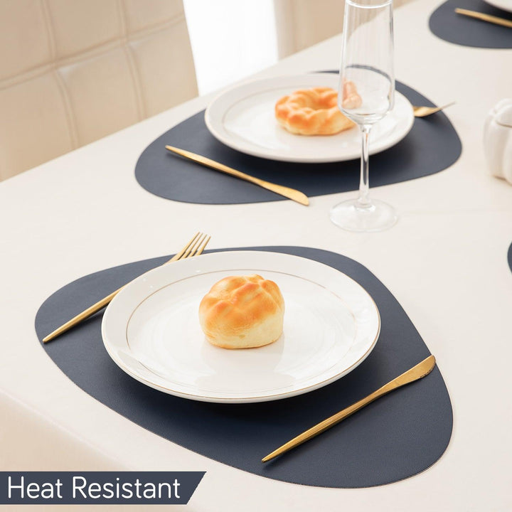 Premium Faux Leather Dining Table Mats, Navy Blue - HOKIPO | Har Ghar ka Humsafar