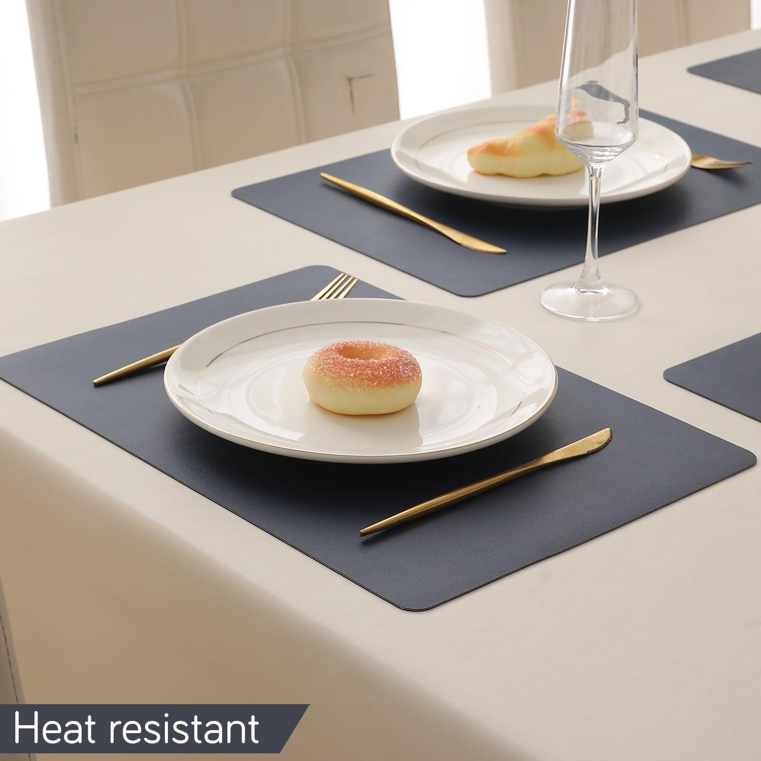 Premium Faux Leather Dining Table Mats, Navy Blue - HOKIPO | Har Ghar ka Humsafar