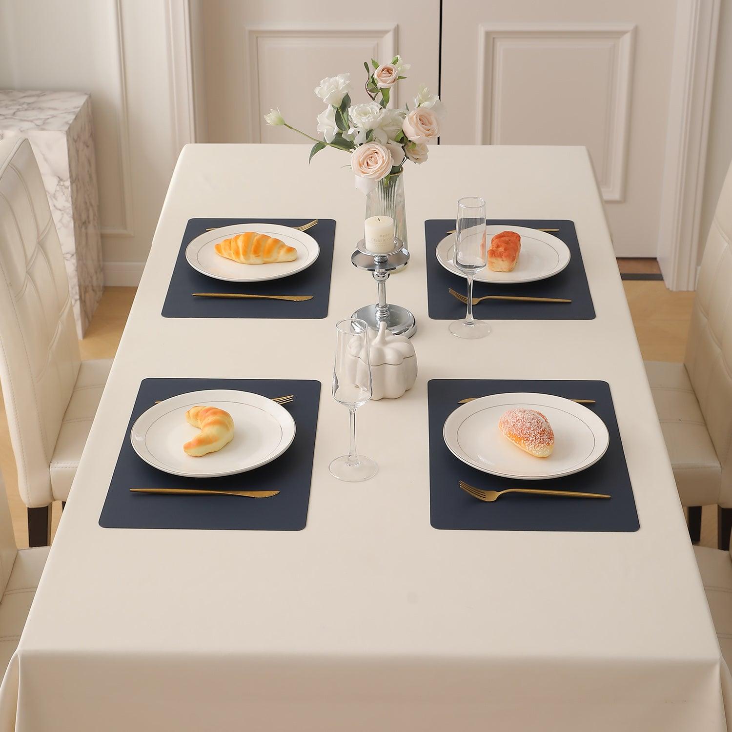 Premium Faux Leather Dining Table Mats, Navy Blue - HOKIPO | Har Ghar ka Humsafar