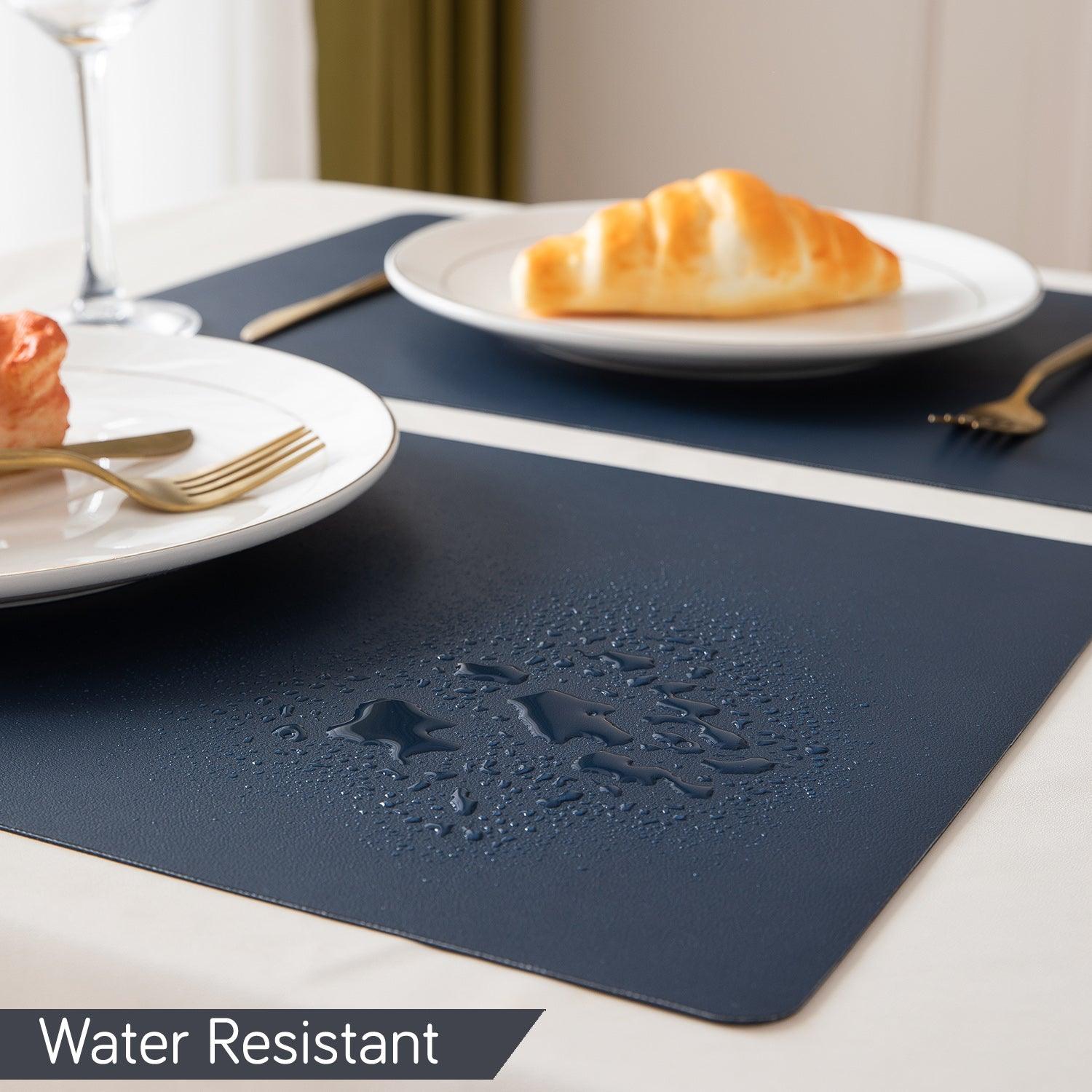 Premium Faux Leather Dining Table Mats, Navy Blue - HOKIPO | Har Ghar ka Humsafar