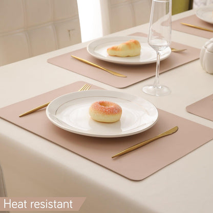 Premium Faux Leather Dining Table Mats, Sand - HOKIPO | Har Ghar ka Humsafar