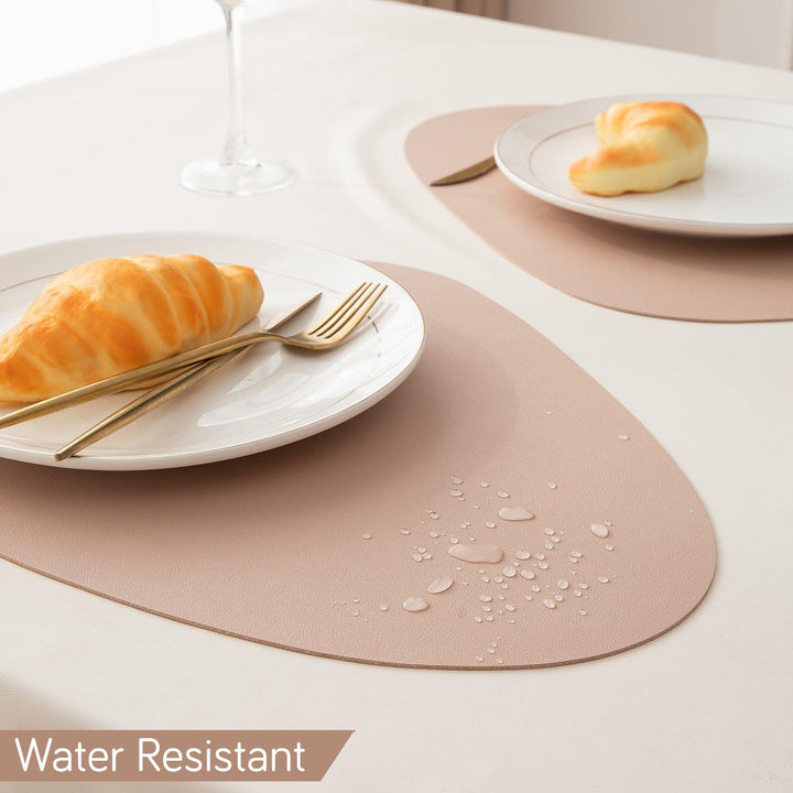 Premium Faux Leather Dining Table Mats, Sand - HOKIPO | Har Ghar ka Humsafar