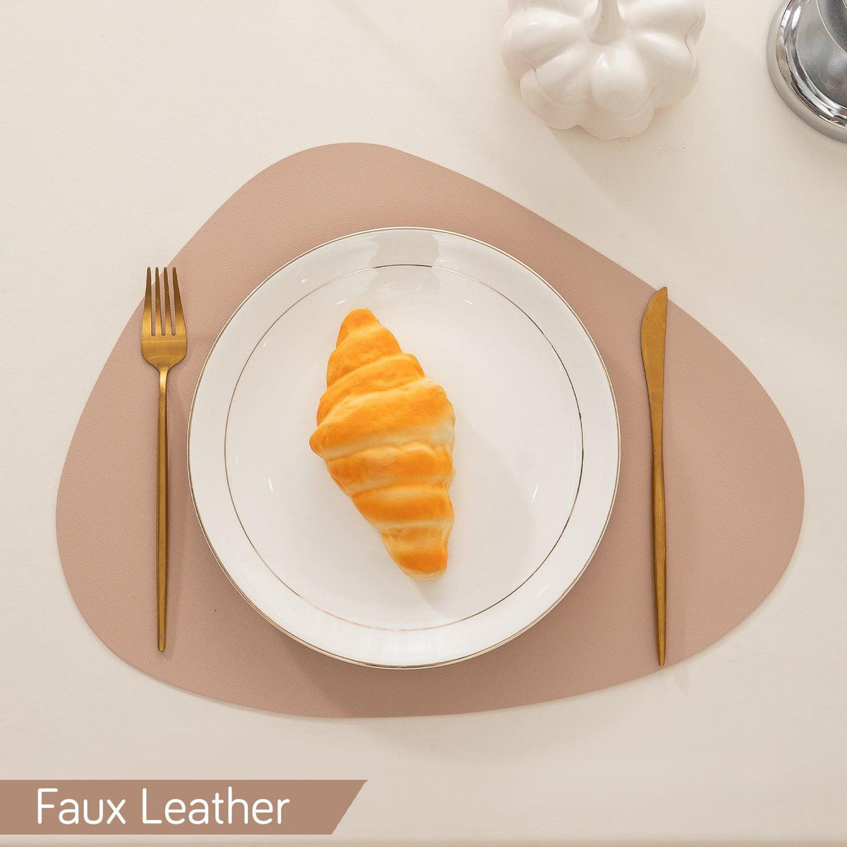 Premium Faux Leather Dining Table Mats, Sand - HOKIPO | Har Ghar ka Humsafar