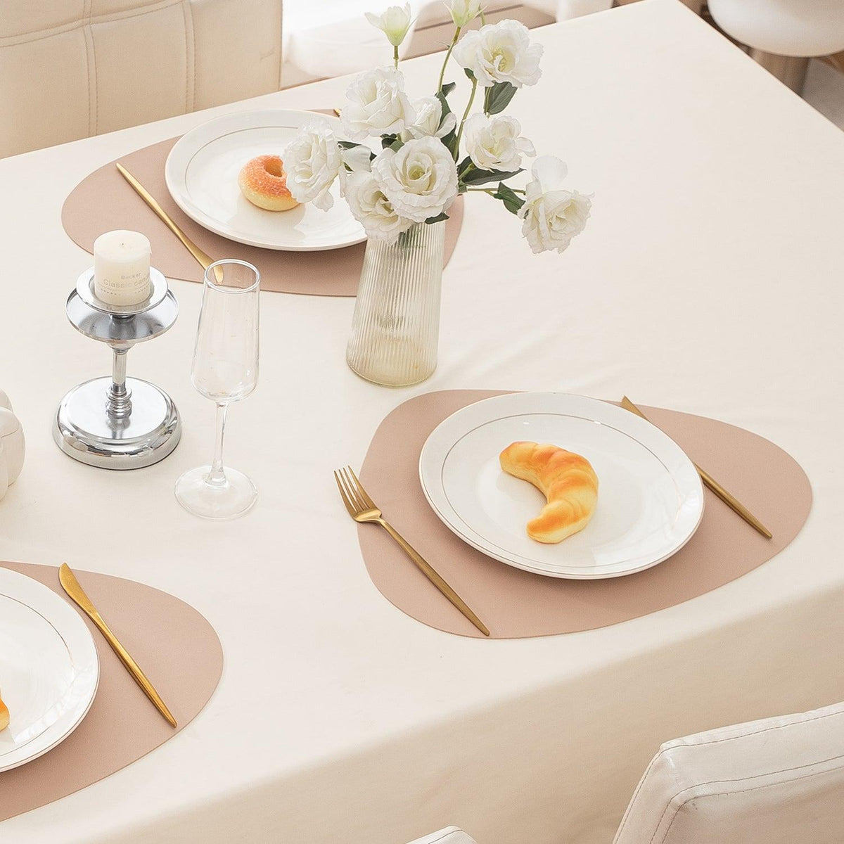 Premium Faux Leather Dining Table Mats, Sand - HOKIPO | Har Ghar ka Humsafar