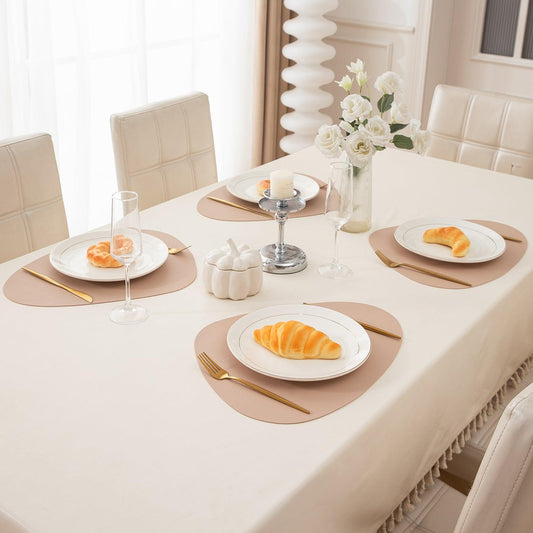 Premium Faux Leather Dining Table Mats, Sand - HOKIPO | Har Ghar ka Humsafar