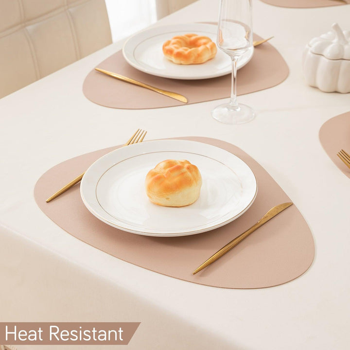 Premium Faux Leather Dining Table Mats, Sand - HOKIPO | Har Ghar ka Humsafar