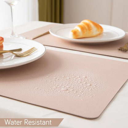 Premium Faux Leather Dining Table Mats, Sand - HOKIPO | Har Ghar ka Humsafar