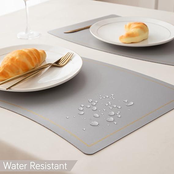 Premium Faux Leather Dining Table Mats, Silver Grey - HOKIPO | Har Ghar ka Humsafar