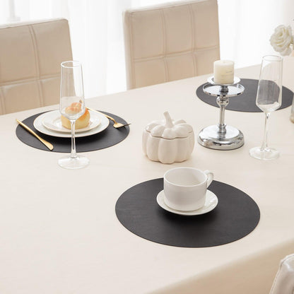 Premium Faux Leather Dining Table Round Mats, Black - HOKIPO | Har Ghar ka Humsafar