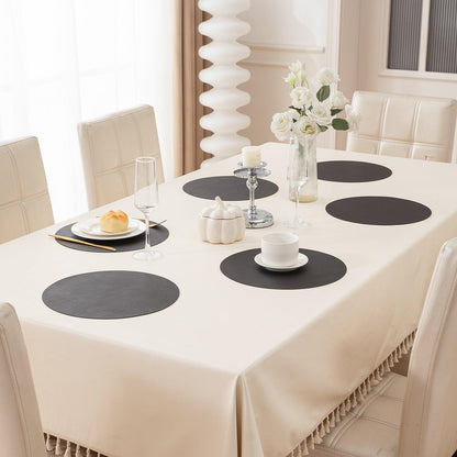 Premium Faux Leather Dining Table Round Mats, Black - HOKIPO | Har Ghar ka Humsafar