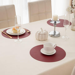 Premium Faux Leather Dining Table Round Mats, Maroon - HOKIPO | Har Ghar ka Humsafar