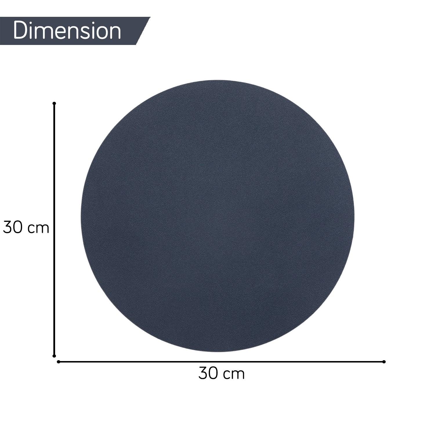 Premium Faux Leather Dining Table Round Mats, Navy Blue - HOKIPO | Har Ghar ka Humsafar