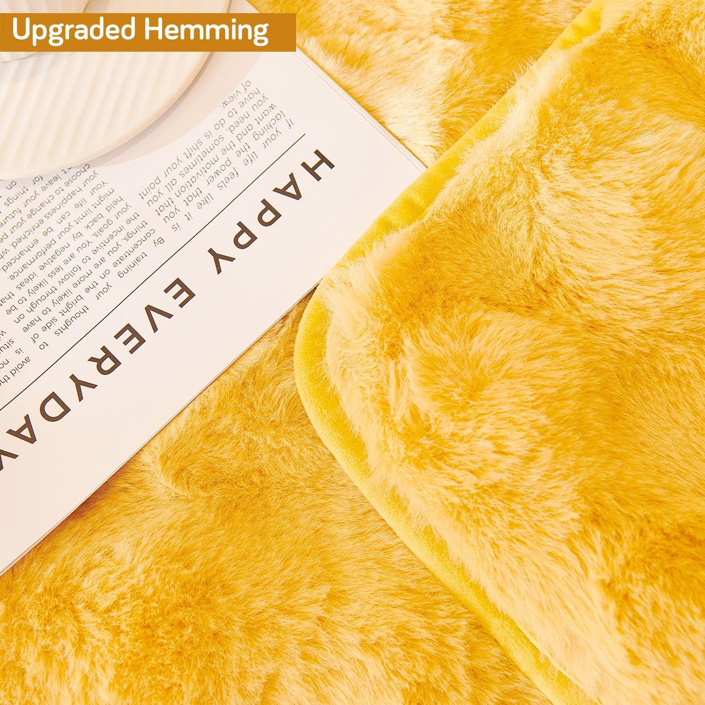 Premium Faux Rabbit Fur Anti Slip Sofa Cover Mat with 2 Armrest Cover, Honey Yellow - HOKIPO | Har Ghar ka Humsafar