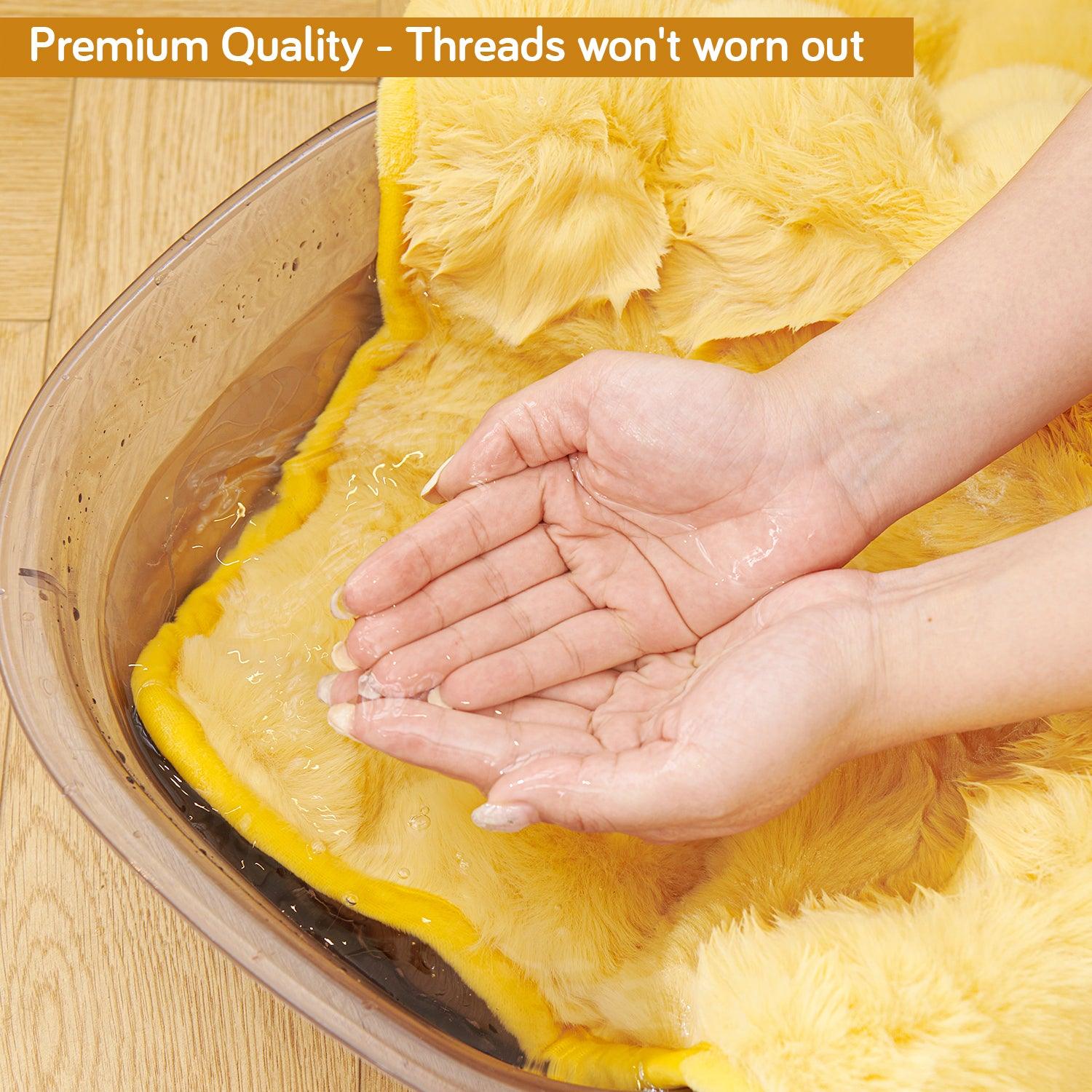 Premium Faux Rabbit Fur Anti Slip Sofa Mat for 1/2/3 Seater, Honey Yellow - HOKIPO | Har Ghar ka Humsafar