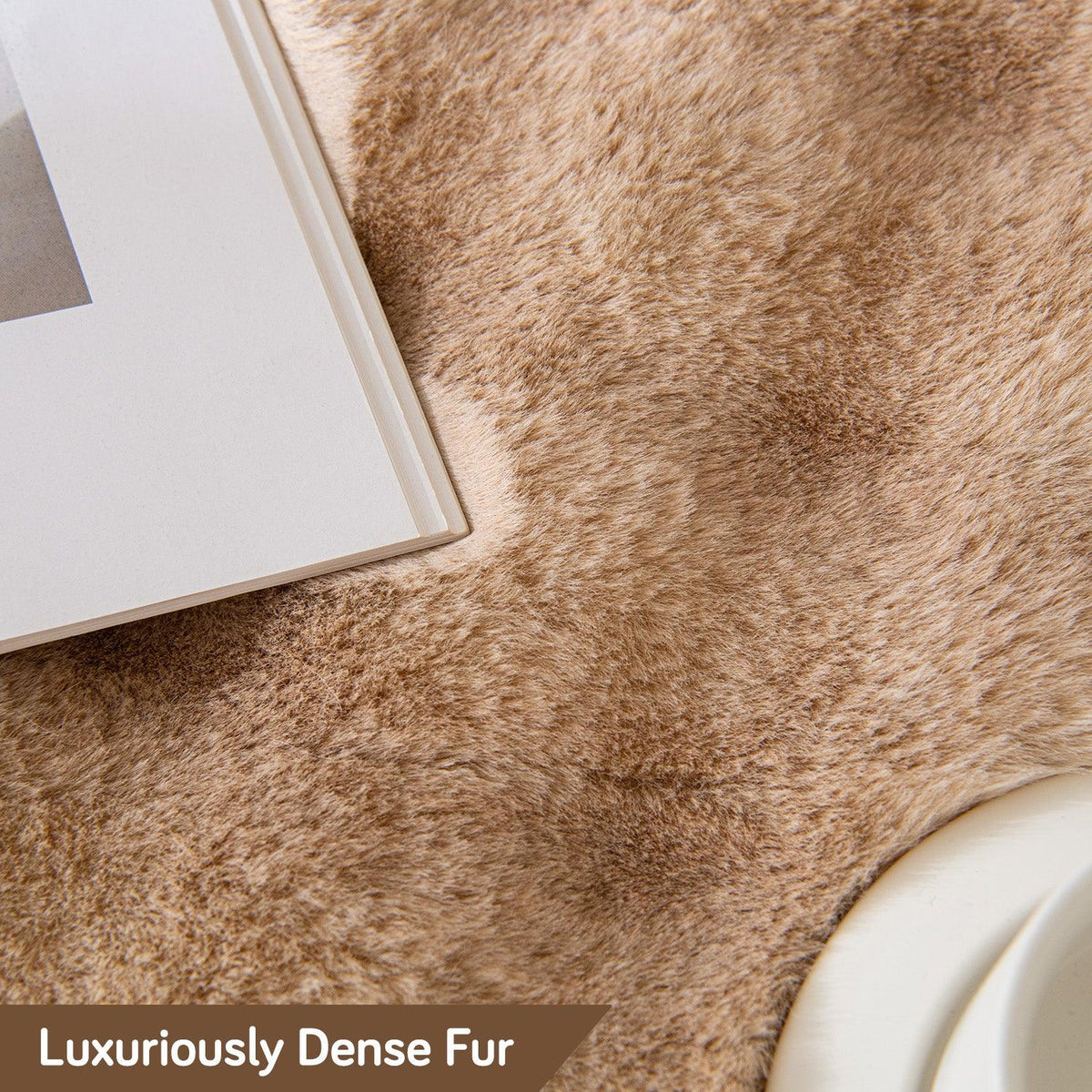 Luxuriously Dense Fur Brown Premium Gradient Faux Rabbit Wool Sofa Throw Blanket​ | HOKIPO