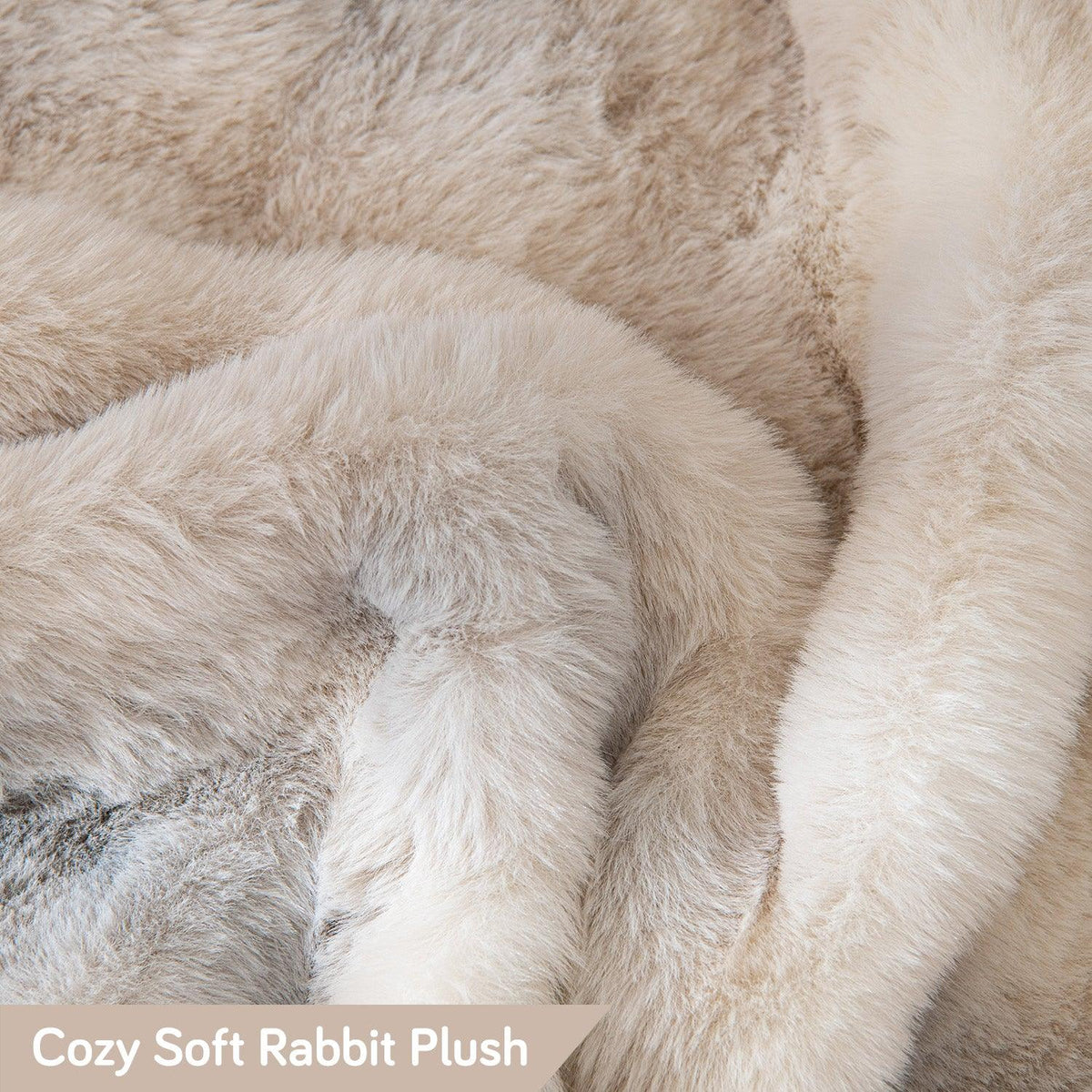 Cozy Premium Cream Gradient Faux Rabbit Wool Sofa Throw Blanket​ | HOKIPO