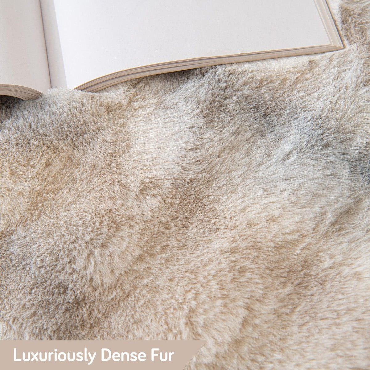 Luxuriously Dense Fur Cream Premium Gradient Faux Rabbit Wool Sofa Throw Blanket​ | HOKIPO