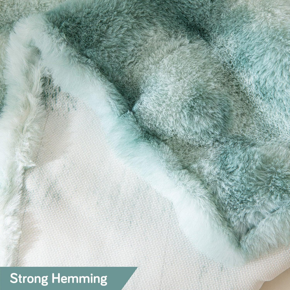 Shop Green Premium Gradient Faux Rabbit Wool Sofa Throw online at HOKIPO