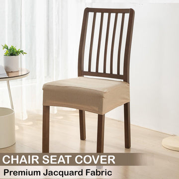 Premium Jacquard Dining Chair Seat Cushion Cover, Beige - HOKIPO | Har Ghar ka Humsafar