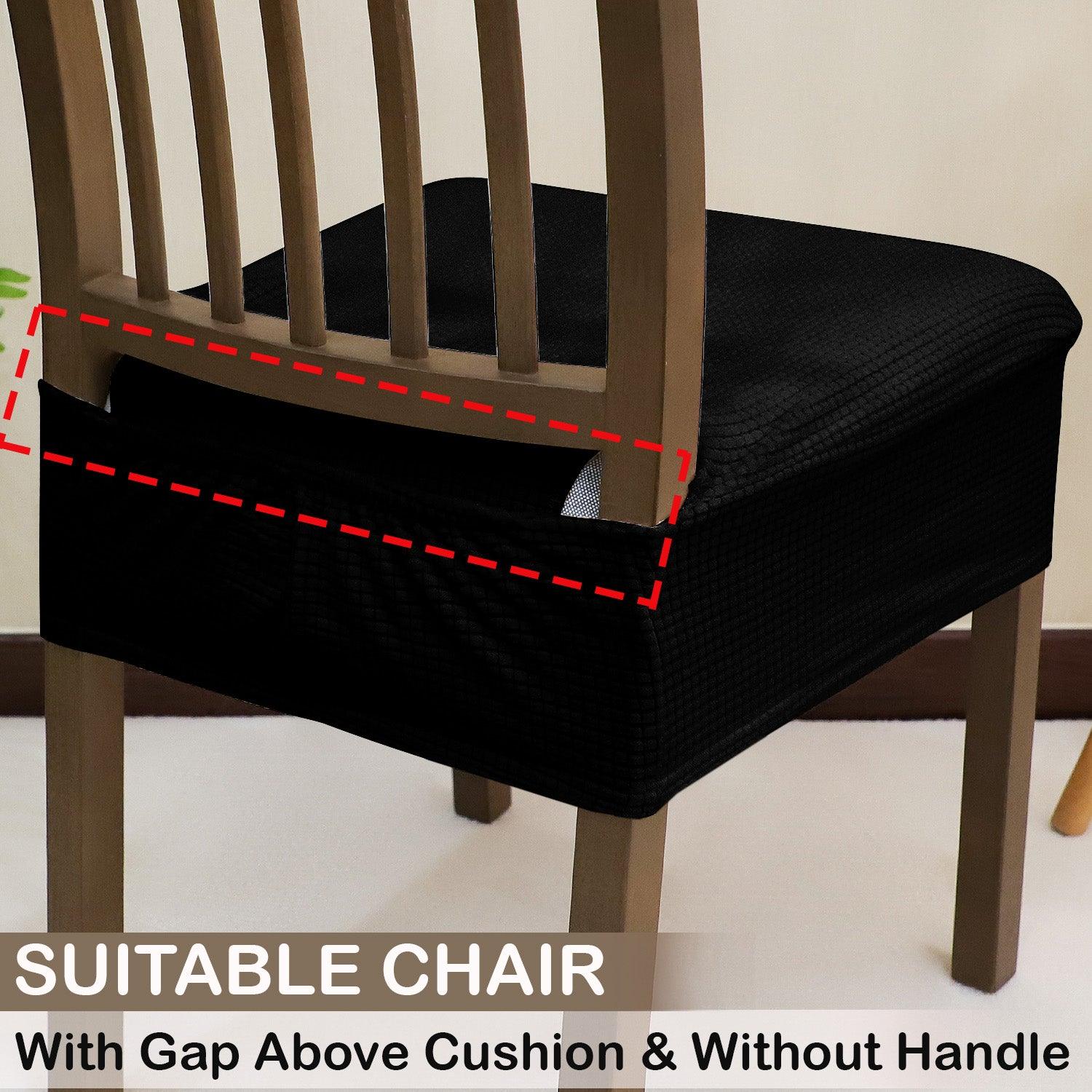 Premium Jacquard Dining Chair Seat Cushion Cover, Black - HOKIPO | Har Ghar ka Humsafar