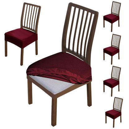 Premium Jacquard Dining Chair Seat Cushion Cover, Burgundy - HOKIPO | Har Ghar ka Humsafar