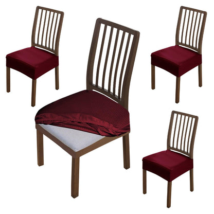 Premium Jacquard Dining Chair Seat Cushion Cover, Burgundy - HOKIPO | Har Ghar ka Humsafar