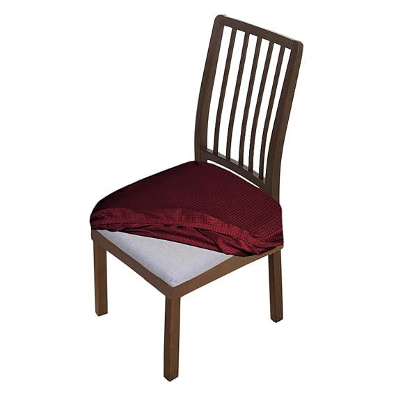 Premium Jacquard Dining Chair Seat Cushion Cover, Burgundy