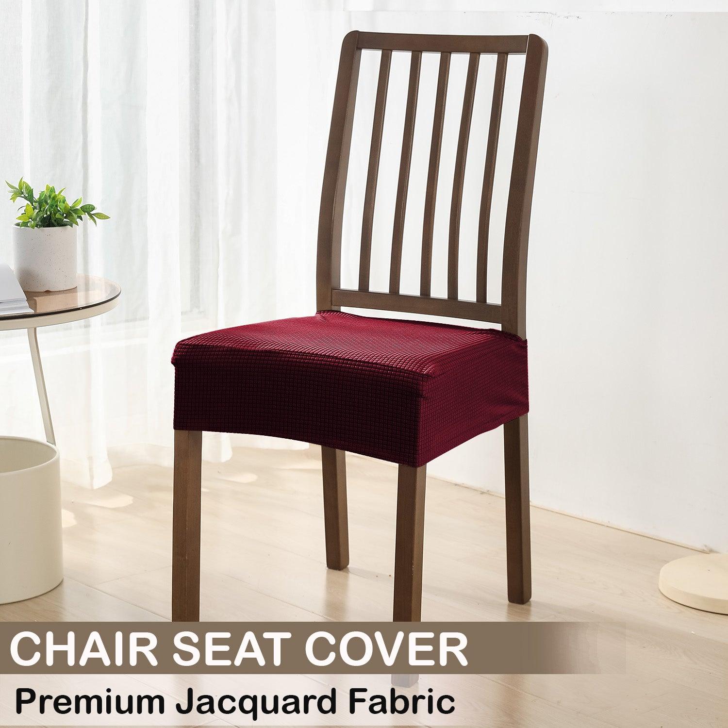 Premium Jacquard Dining Chair Seat Cushion Cover, Burgundy - HOKIPO | Har Ghar ka Humsafar