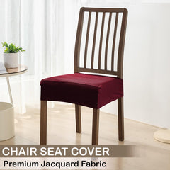 Premium Jacquard Dining Chair Seat Cushion Cover, Burgundy - HOKIPO | Har Ghar ka Humsafar