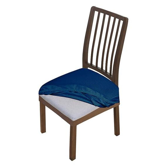 Premium Jacquard Dining Chair Seat Cushion Cover, Dark Blue - HOKIPO | Har Ghar ka Humsafar