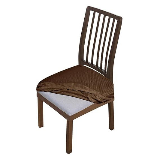 Premium Jacquard Dining Chair Seat Cushion Cover, Dark Brown - HOKIPO | Har Ghar ka Humsafar