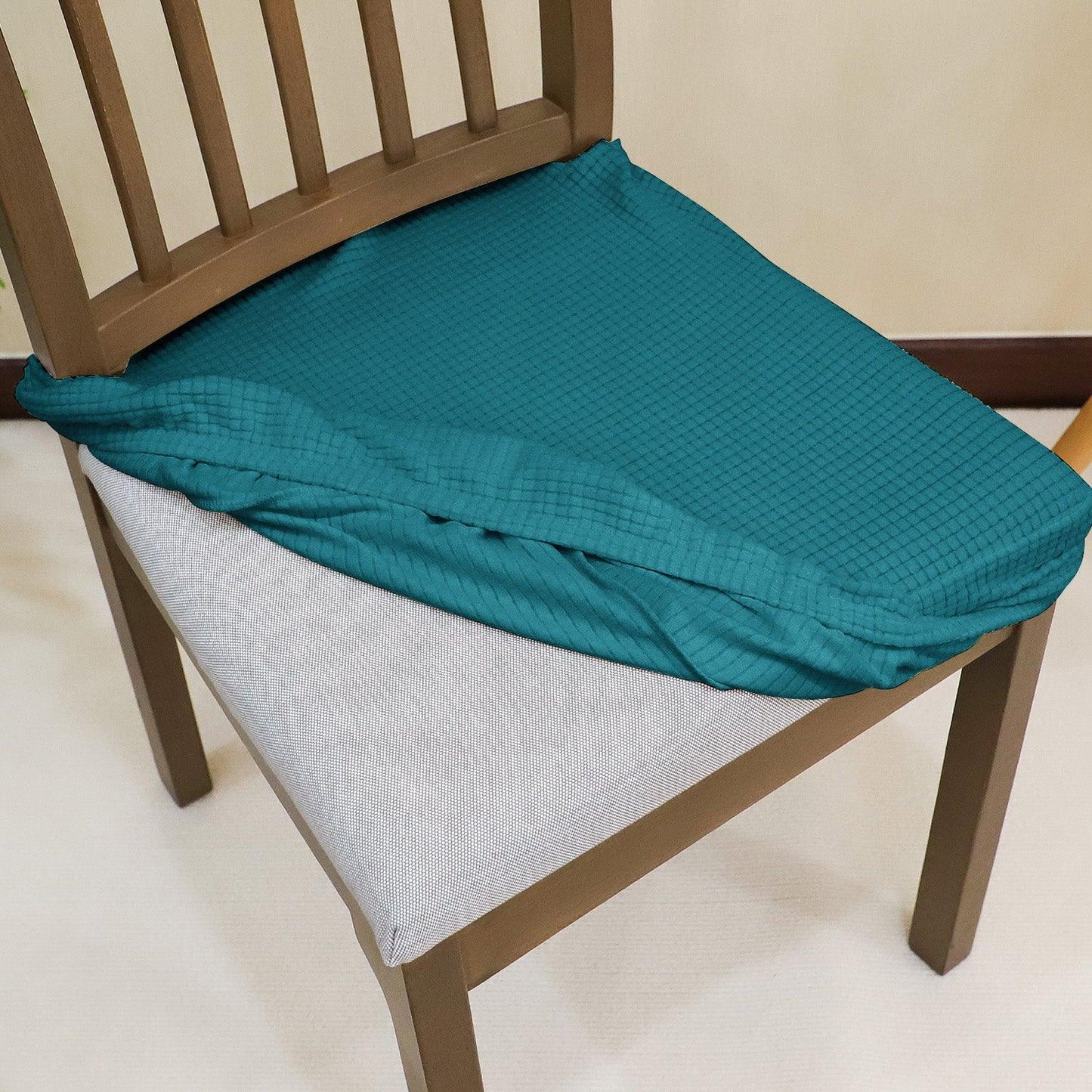 Premium Jacquard Dining Chair Seat Cushion Cover, Light Blue - HOKIPO | Har Ghar ka Humsafar