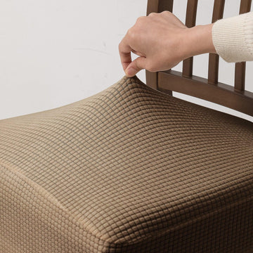 Premium Jacquard Dining Chair Seat Cushion Cover, Light Brown - HOKIPO | Har Ghar ka Humsafar