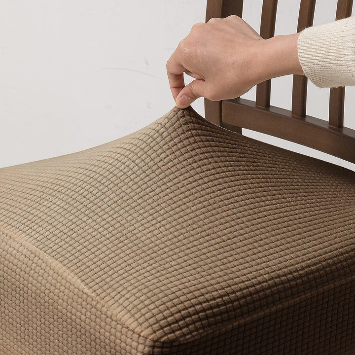 Premium Jacquard Dining Chair Seat Cushion Cover, Light Brown - HOKIPO | Har Ghar ka Humsafar