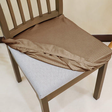 Premium Jacquard Dining Chair Seat Cushion Cover, Light Brown - HOKIPO | Har Ghar ka Humsafar