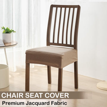 Premium Jacquard Dining Chair Seat Cushion Cover, Light Brown - HOKIPO | Har Ghar ka Humsafar