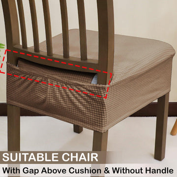 Premium Jacquard Dining Chair Seat Cushion Cover, Light Brown - HOKIPO | Har Ghar ka Humsafar