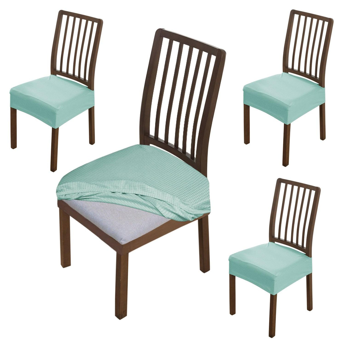 Premium Jacquard Dining Chair Seat Cushion Cover, Light Green - HOKIPO | Har Ghar ka Humsafar
