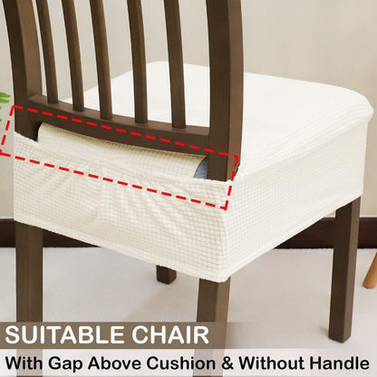 Premium Jacquard Dining Chair Seat Cushion Cover, Off White - HOKIPO | Har Ghar ka Humsafar