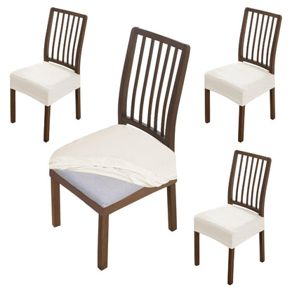 Premium Jacquard Dining Chair Seat Cushion Cover, Off White - HOKIPO | Har Ghar ka Humsafar