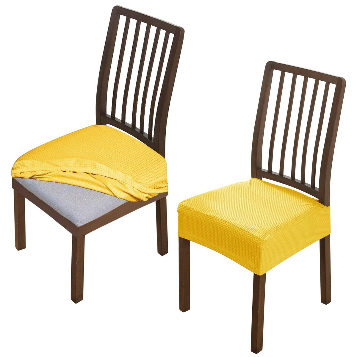 Premium Jacquard Dining Chair Seat Cushion Cover, Yellow - HOKIPO | Har Ghar ka Humsafar