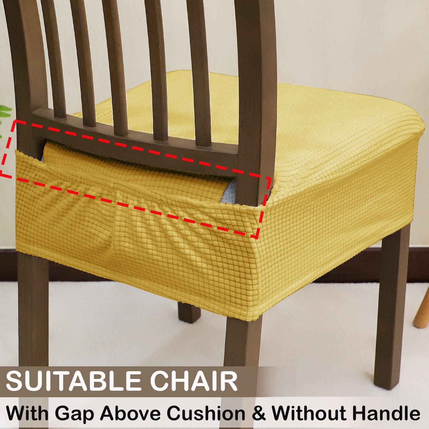 Premium Jacquard Dining Chair Seat Cushion Cover, Yellow - HOKIPO | Har Ghar ka Humsafar