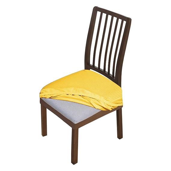 Premium Jacquard Dining Chair Seat Cushion Cover, Yellow - HOKIPO | Har Ghar ka Humsafar