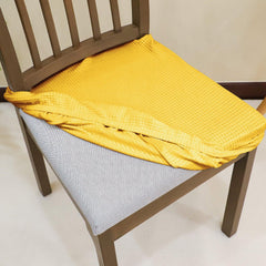 Premium Jacquard Dining Chair Seat Cushion Cover, Yellow - HOKIPO | Har Ghar ka Humsafar