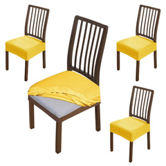 Premium Jacquard Dining Chair Seat Cushion Cover, Yellow - HOKIPO | Har Ghar ka Humsafar