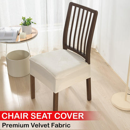 Premium Original Velvet Dining Chair Seat Cushion Cover, Beige - HOKIPO | Har Ghar ka Humsafar