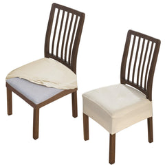 Premium Original Velvet Dining Chair Seat Cushion Cover, Beige - HOKIPO | Har Ghar ka Humsafar