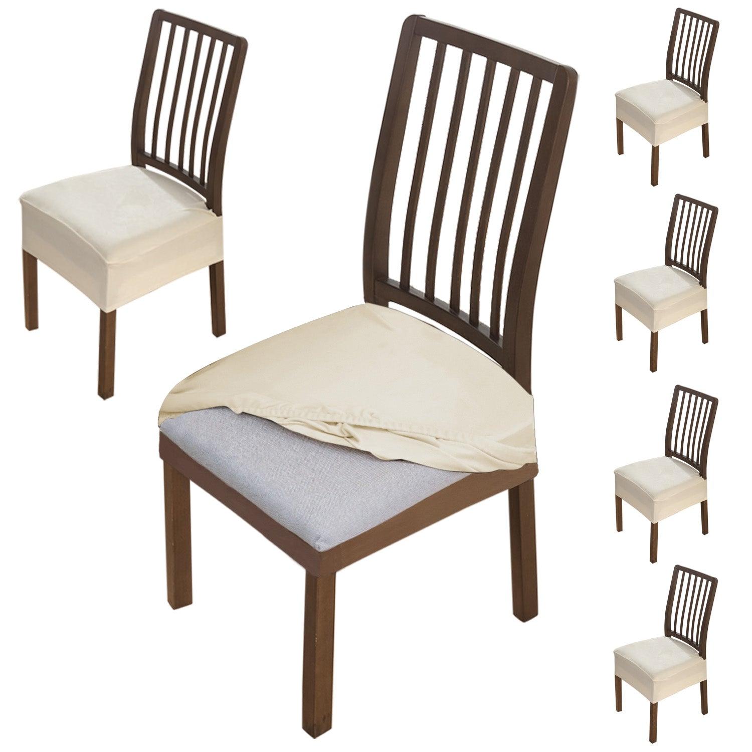 Premium Original Velvet Dining Chair Seat Cushion Cover, Beige - HOKIPO | Har Ghar ka Humsafar