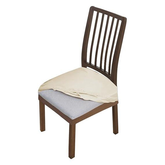 Premium Original Velvet Dining Chair Seat Cushion Cover, Beige - HOKIPO | Har Ghar ka Humsafar