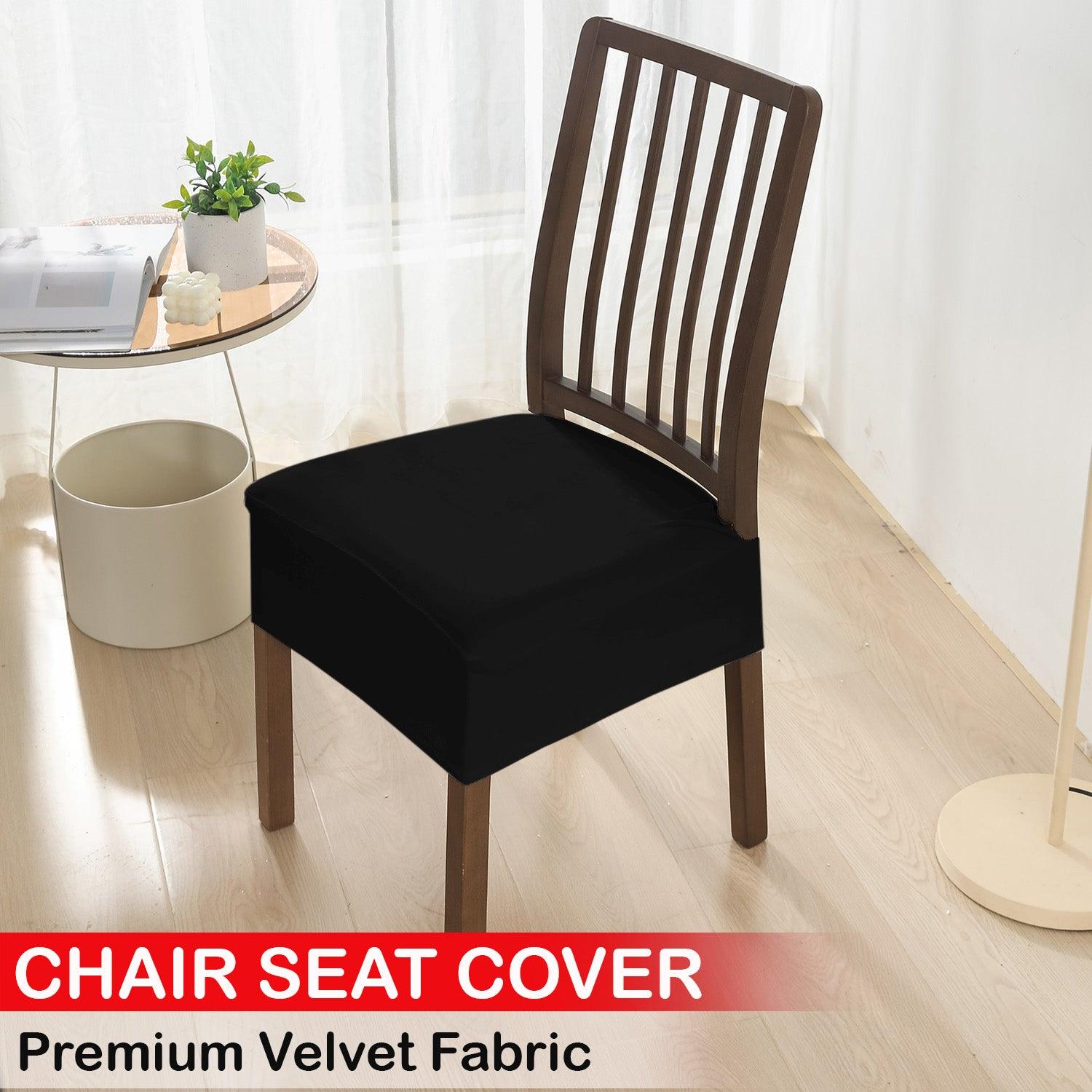 Premium Original Velvet Dining Chair Seat Cushion Cover, Black - HOKIPO | Har Ghar ka Humsafar